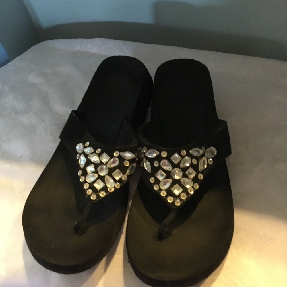 Rhinestone Black Sandals